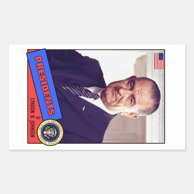 Adesivo Retangular Placa Baseball Lyndon B. Johnson (Frente)