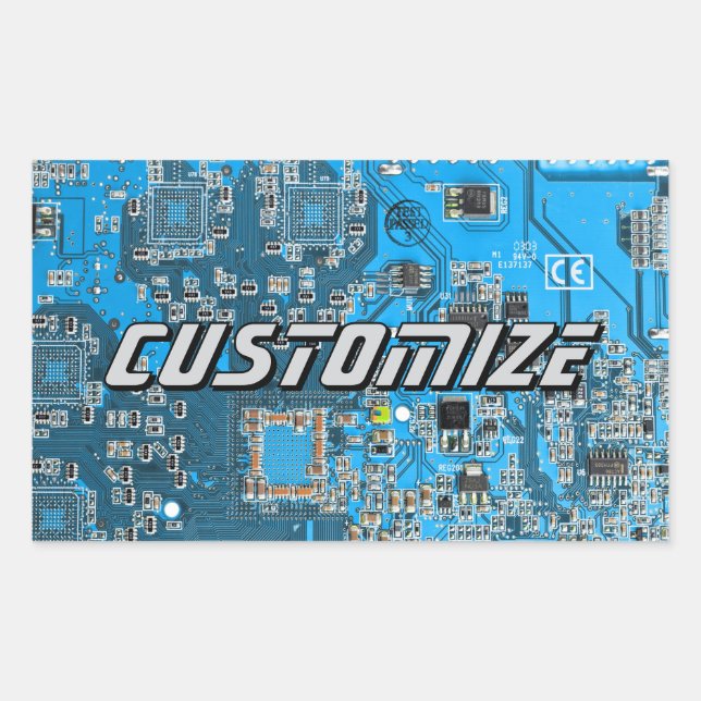 Adesivo Retangular Placa de Circuito PCB Azul Personalizada para Prof (Frente)