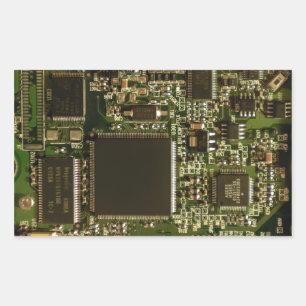 Adesivo Retangular Placa de Circuito Verde Macro   Foto de PCB