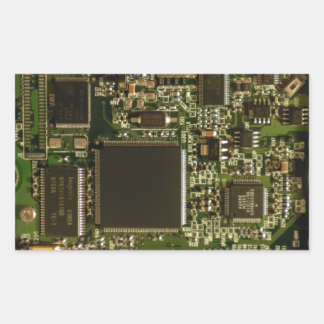 Adesivo Retangular Placa de Circuito Verde Macro | Foto de PCB (Frente)