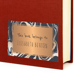 Adesivo Retangular Placa de ouro de mármore preto rosa