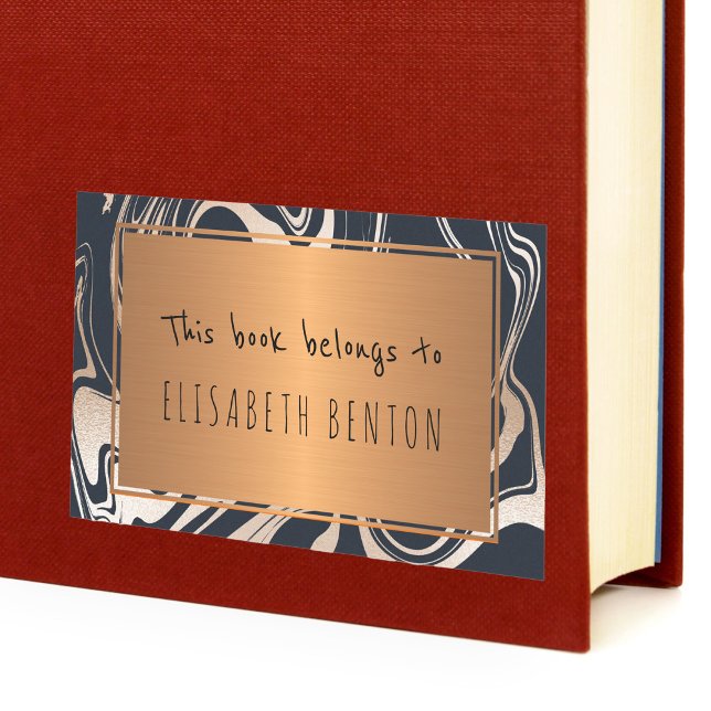 Adesivo Retangular Placa de ouro de mármore preto rosa (Criador carregado)