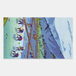 Adesivo Retangular Plantação de Arroz Kasamatsu, japonês oriental leg