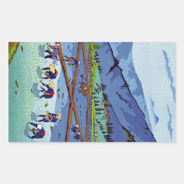 Adesivo Retangular Plantação de Arroz Kasamatsu, japonês oriental leg (Frente)