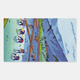 Adesivo Retangular Plantação de Arroz Kasamatsu, japonês oriental leg