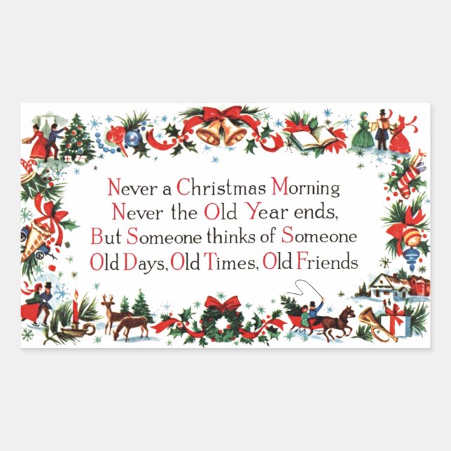 Adesivo Retangular Poema de Natal Vintage (Frente)