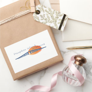 Adesivo Retangular Ponte de Dauphin Island Alabama e pôr do sol.