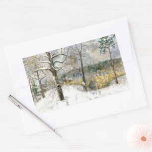Adesivo Retangular Ponte de inverno Pintor aquarela
