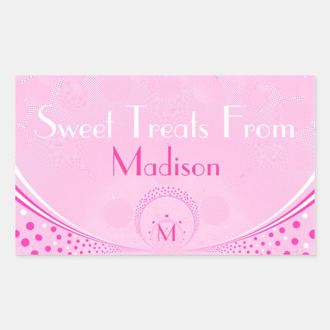 Adesivo Retangular Pontos cor-de-rosa e picos-doces monográficos (Frente)