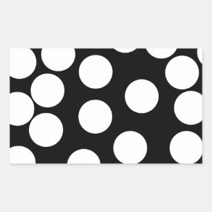 Adesivo Retangular Pontos grandes em preto e branco.