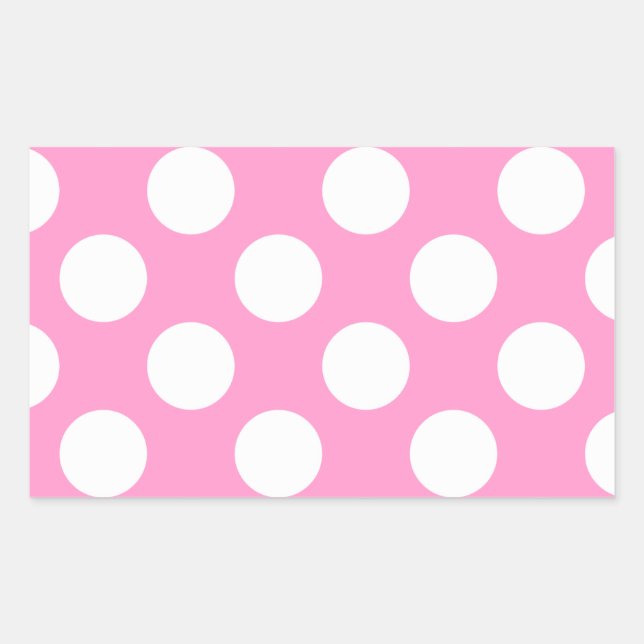 Adesivo Retangular Pontos Polka Rosa e Branco (Frente)