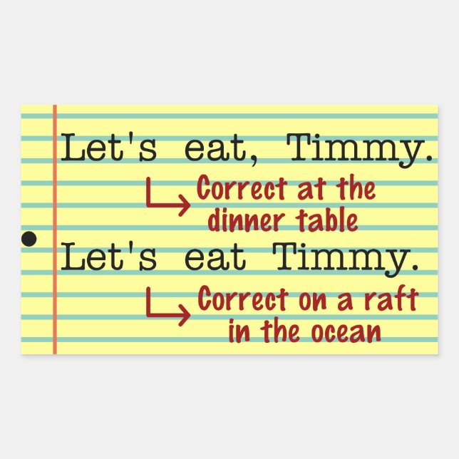 Adesivo Retangular Pontuação Engraçada Gramática (Frente)