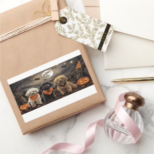 Adesivo Retangular Poodle Halloween Spooky