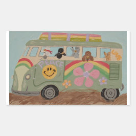 Adesivo Retangular Poodles em Van Hippie