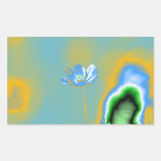 Adesivo Retangular Pop Art Blue Cosmos Flower (Frente)