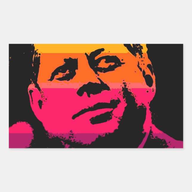Adesivo Retangular Pop Art Jack JFK John F. Kennedy (Frente)