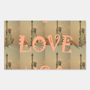 Adesivo Retangular Pop-Art Patriótico: "I Love USA" Graphic Art Desig
