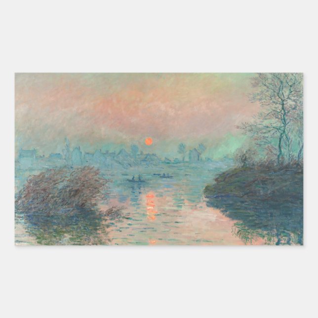 Adesivo Retangular Pôr do sol de Monet no Impressionismo de Arte Fina (Frente)