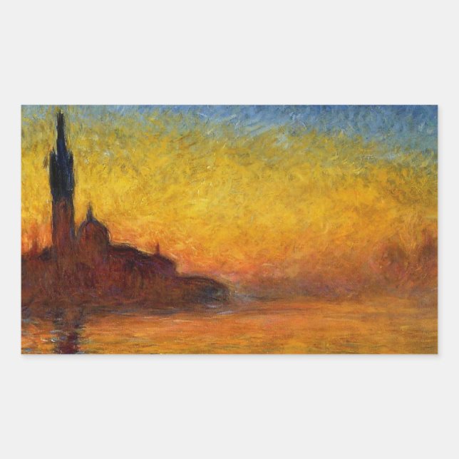 Adesivo Retangular Pôr do Sol de Monet Veneza Impressionismo Artístic (Frente)