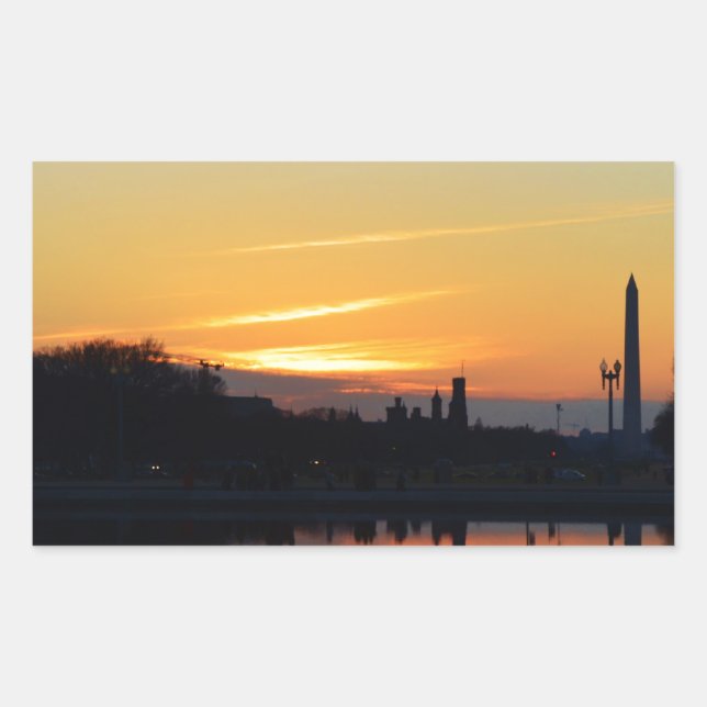 Adesivo Retangular Pôr do sol do Capitol Hill. (Frente)
