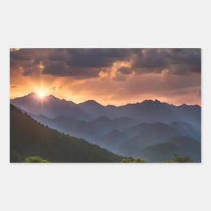 Adesivo Retangular Pôr do sol lindo sobre as montanhas