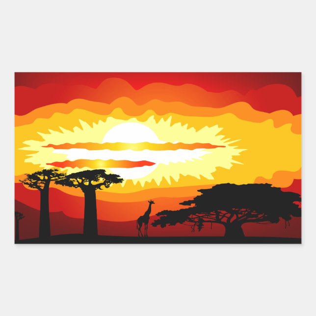 Adesivo Retangular pôr do sol na África (Frente)