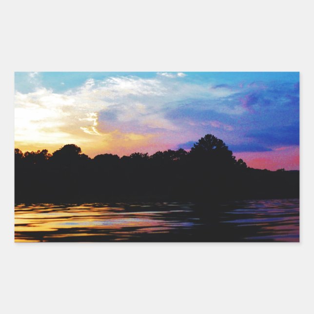 Adesivo Retangular pôr do sol Rainbow na montanha Lake (Frente)