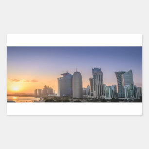 Adesivo Retangular Pôr do sol sobre a cidade de Doha, Catar
