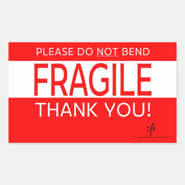 Adesivo Retangular Por favor NÃO dobre e Obrigado 1 (Frente)