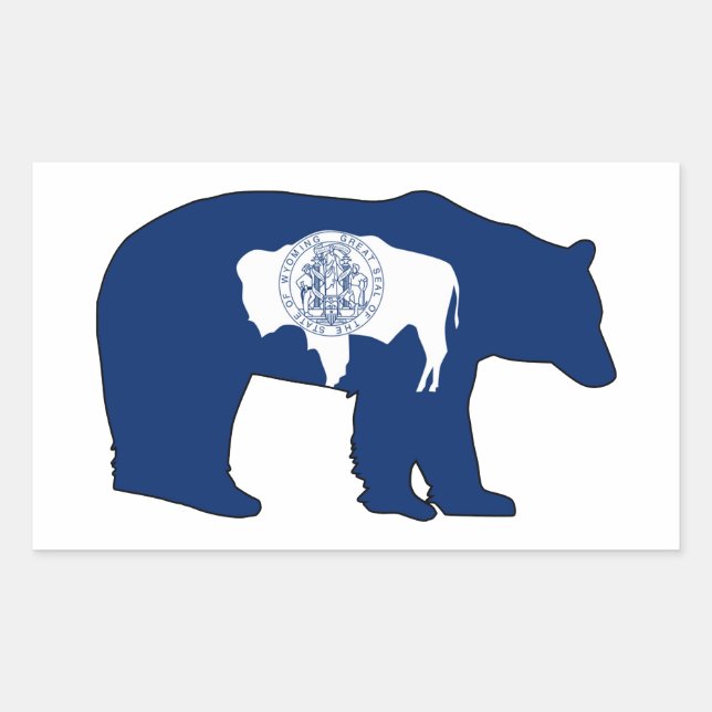 Adesivo Retangular Portador da bandeira de Wyoming (Frente)