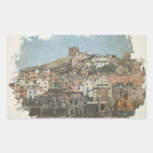 Porto de Whitby e a Igreja de Santa Maria em Arte 