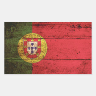 Adesivo Retangular Portugal Bandeira do Velho Grão de Madeira