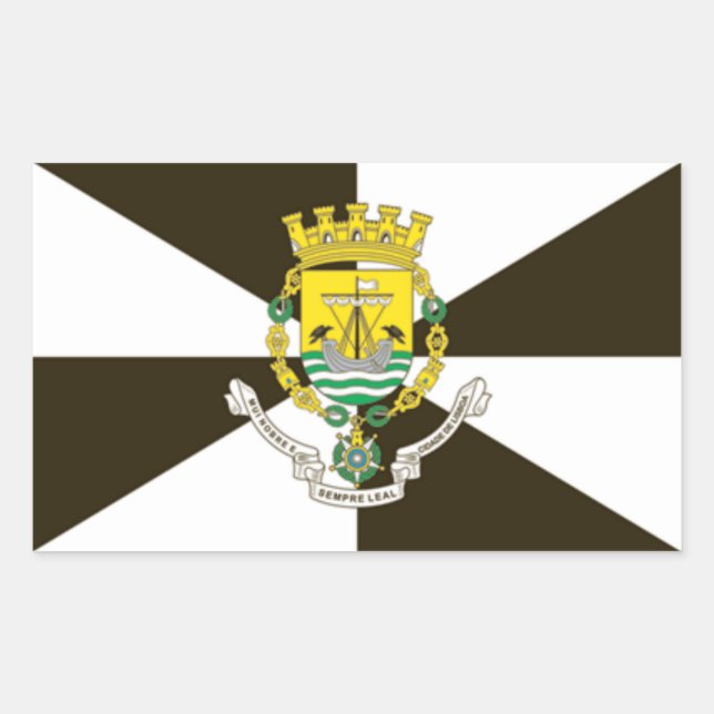 Adesivo Retangular Portugal, Lisboa* Pavilhão Vinheta Bandeira de Lis (Frente)