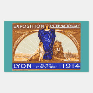 Adesivo Retangular poster de Expo Internacional Lyon 1914