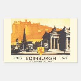 Adesivo Retangular Poster de Viagens vintage fina LNER do Edimburgo