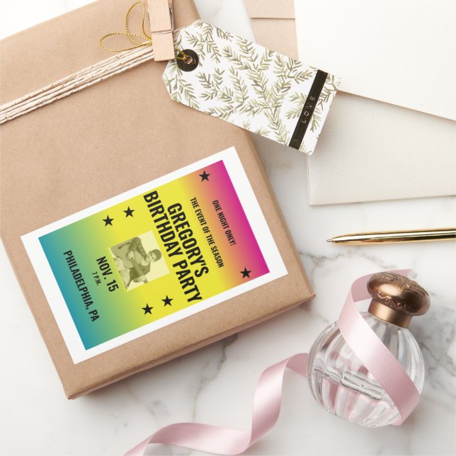 Adesivo Retangular Poster do Vintage Ombre Concert com Foto Personali (Presentear)