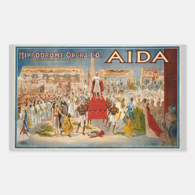 Adesivo Retangular Poster vintage de ópera Aida (1908) (Frente)