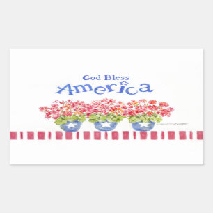 Adesivo Retangular Potes de flores do Deus abençoe America Stickers