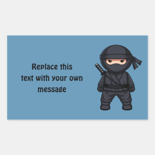 Adesivo Retangular Pouco guerreiro de Ninja no azul