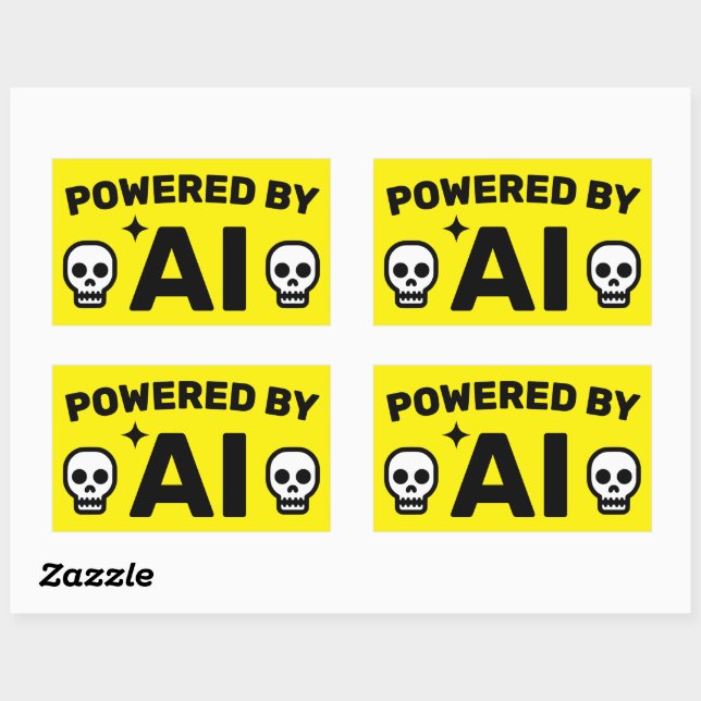 Adesivo Retangular Powered by AI™ Stickers (Folha)