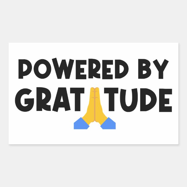 Adesivo Retangular Powered By Gratitude (Frente)