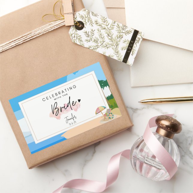 Adesivo Retangular Praia Bachelorette, festa de galinhas (Presentear)