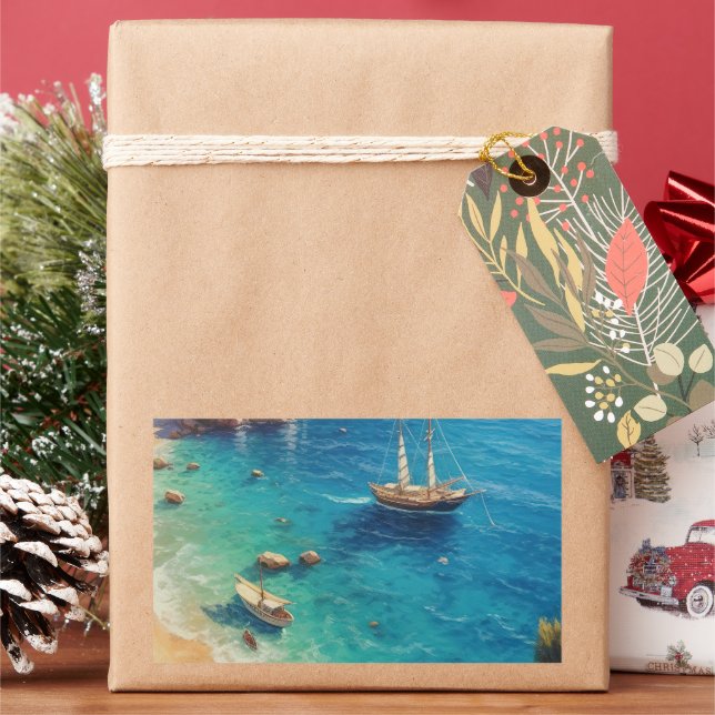 Adesivo Retangular Praia na Grécia (Feriado)