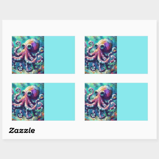 Adesivo Retangular Praia Náutica Costeira do Octopus Whimsso (Folha)