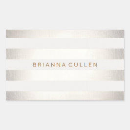 Adesivo Retangular Prata Na moda simples FAUX e tiras brancas