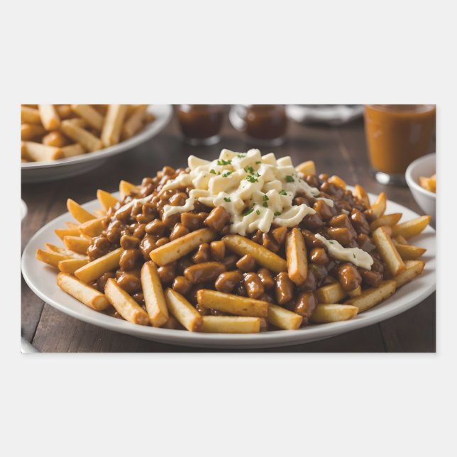 Adesivo Retangular Prato de Poutine (Frente)