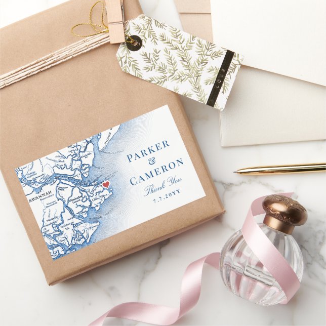 Adesivo Retangular Prefeito Casamento da Ilha Elegante Tybee Georgia (Presentear)