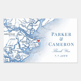 Adesivo Retangular Prefeito Casamento da Ilha Elegante Tybee Georgia