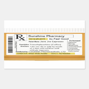 Adesivo Retangular Prescrição para o café