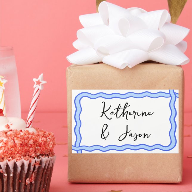 Adesivo Retangular Presente Caprichoso Ondulado Retro Groovy de Agrad (Festa)